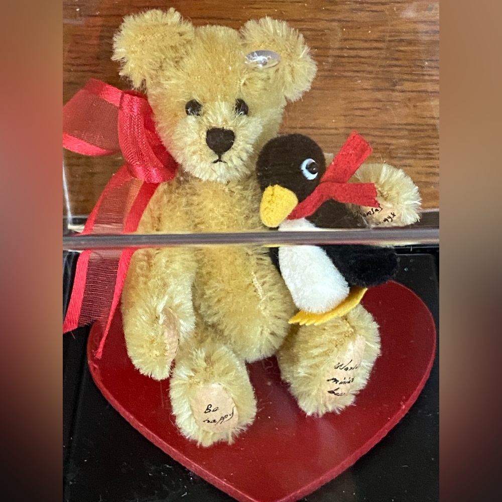 Miniature Mohair Bear with Penguin